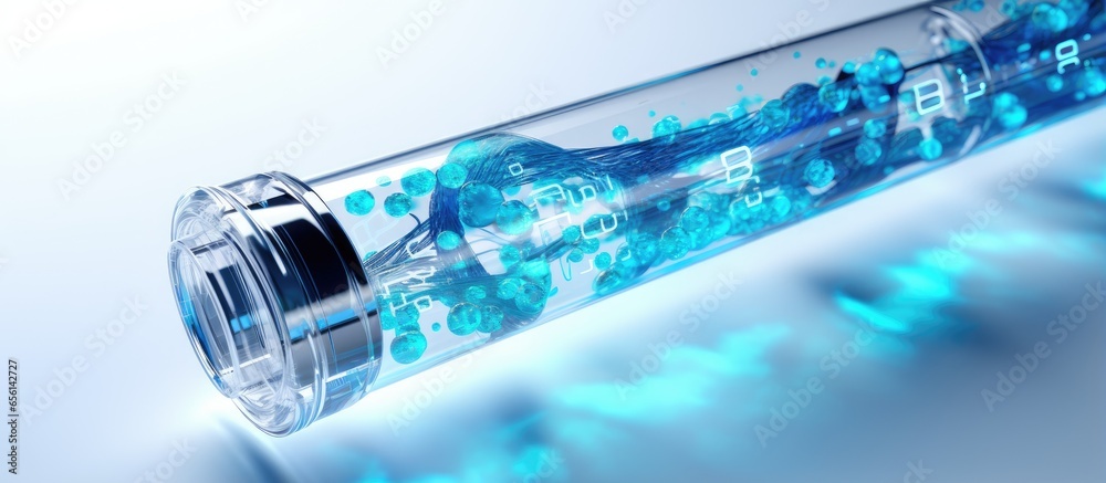 High quality a test tube with a DNA spiral representing DNA research ...