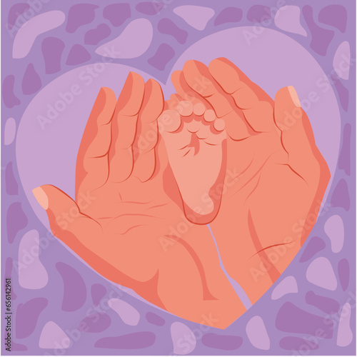 ilustración la maternidad, manos sosteniendo un bebé