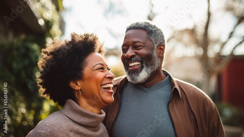 middle age african american couple laughing