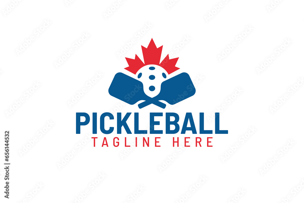 custom made wallpaper toronto digitalpickleball logo with a combination of a ball, paddles, and a maple leaf for pickleball club, tournament, training, etc.