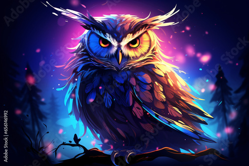 Owl Light Painting cartoon