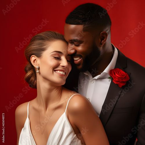 Wedding photo of a happy couple who loves each other.
