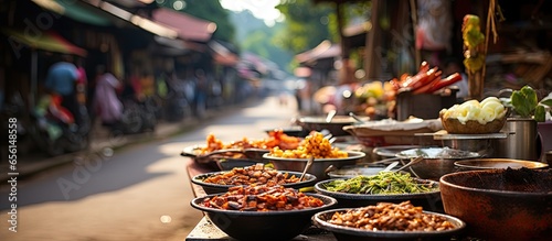 Old town in Luang Prabang Laos with street vendors