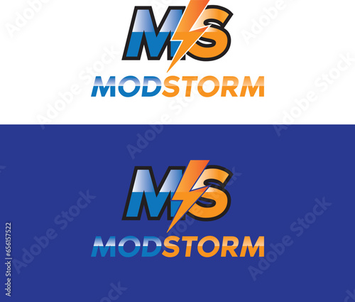 ms logo, ms letter logo, power, mod storm logo  lightning logo, electrical logo photo