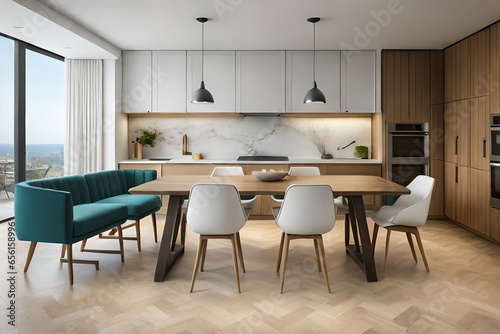 modern dining room with dining table