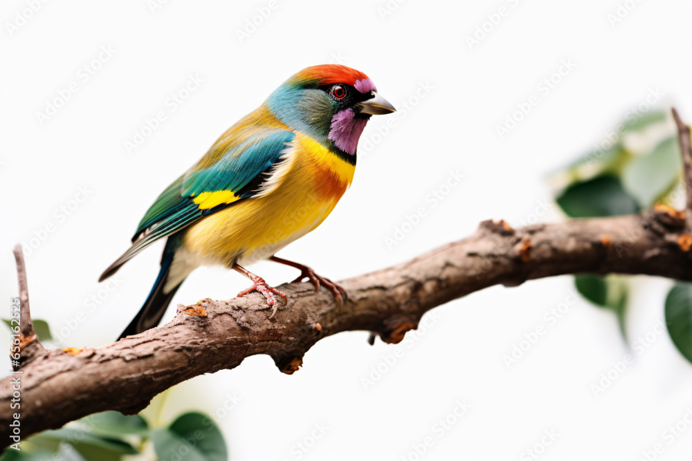 Colorful birds on a white background