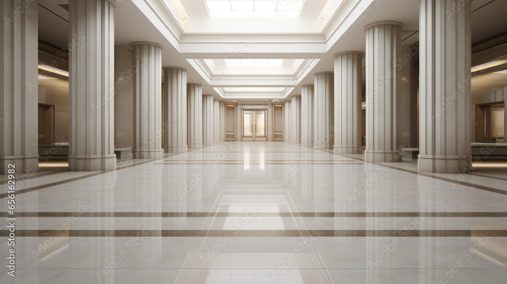 Elegantly Minimalistic Empty Hall with Architectural Harmony