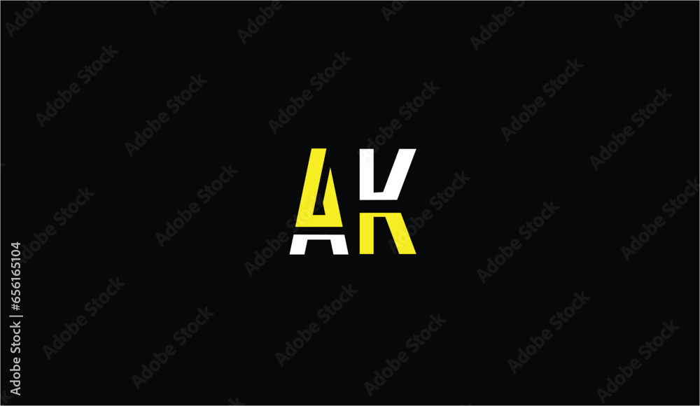 AK, KA, A, K Logo Letter Monogram - obrazy, fototapety, plakaty 