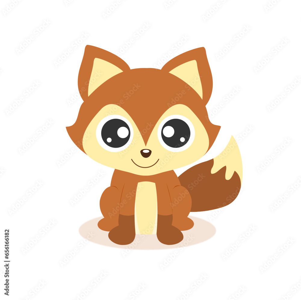 Cute fox isolated on a white Background . Stock vector illustration. Forest animal. Cute fox isolated on a white Background . Stock vector illustration. Forest animal.