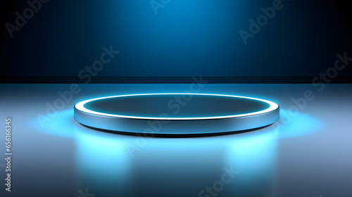 A Circular base platform in the style of minimalist technology style photo