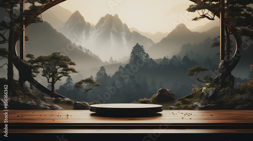 A Circular base platform in the style of chinese minimalist style photo