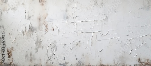 Moisture damage to acrylic white painting on exterior concrete wall due to humidity Home repair and renovation concept