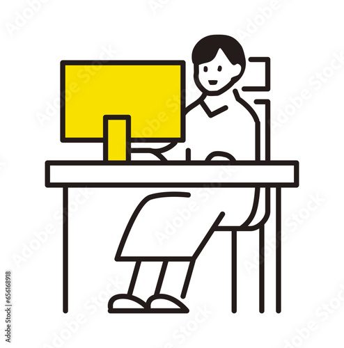 Illustration of a person operating a computer