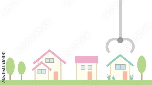 住宅地の空き家を撤去するイメージイラスト