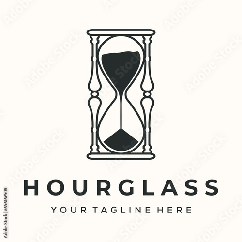 hourglass accessories vintage logo vector minimalist illustration design, sand glass device symbol design