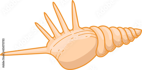 orange seashell svg illustration, seashell illustration isolated clip-art
