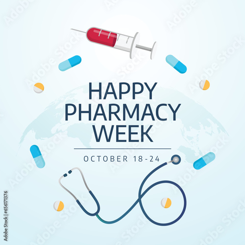 Flyers promoting Pharmacy Week or associated events may be made using vector pictures on the topic. design of a flyer, a celebration.