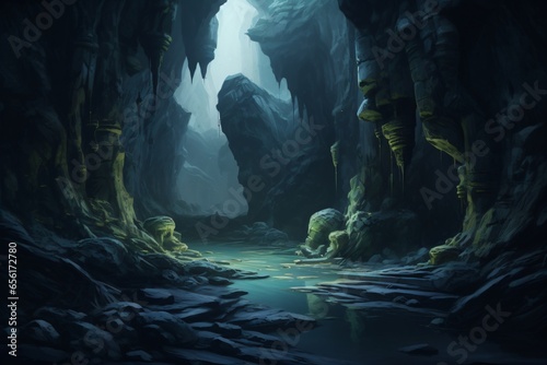 Print op canvas Water stream in a cave