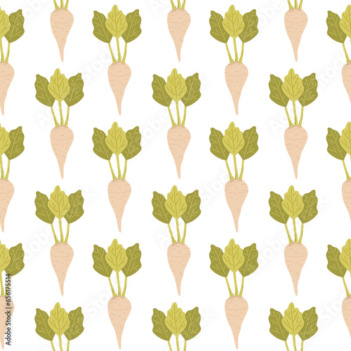 Sugar beet pattern on white background. Seamless background from white beets