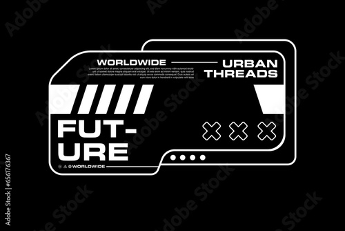 Futuristic cyberpunk sci fi interface element hud technology frame graphic vector design template	