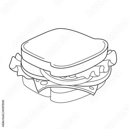 sandwich with cheese out line art
