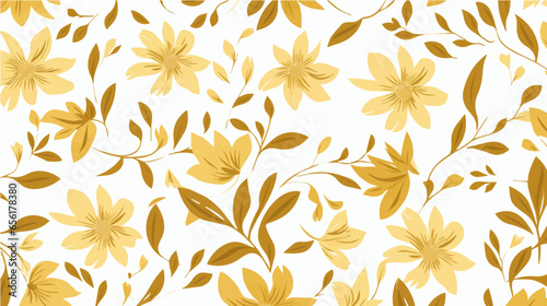 flat Vector illustration Florals ornament golden color Seamlessly pattern, simple, minimalist