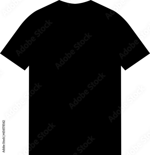 Simple flat black T-Shirt with a unique image graphic icon logo design abstract concept isolated on transparent background. Can be used as a symbol related to initial or fashion.