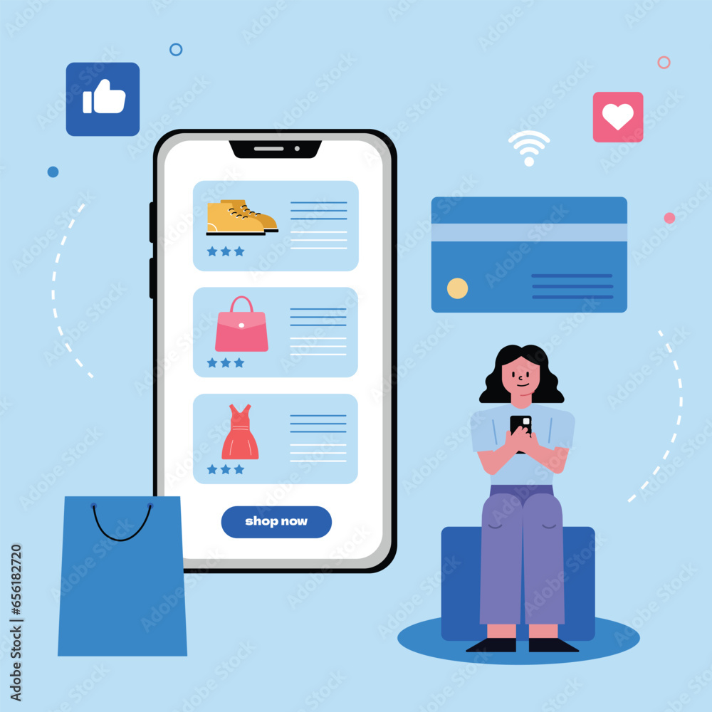 Modern Shopping Experience, Women Exploring Digital Commerce on Mobile Phone Screen Modern Shopping Experience, Women Exploring Digital Commerce on Mobile Phone Screen