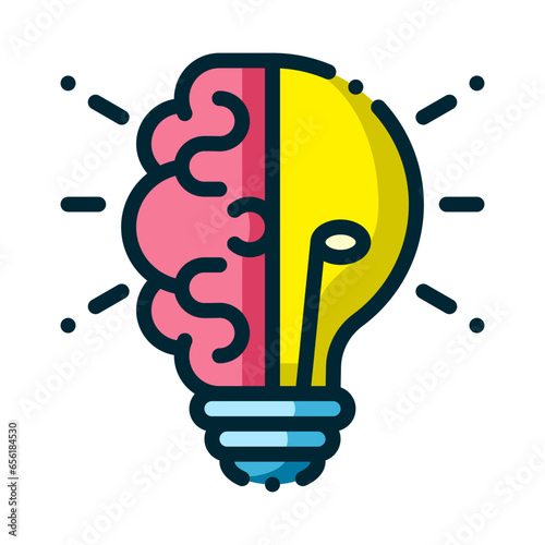 Creative mind icon represented with lamp and brain