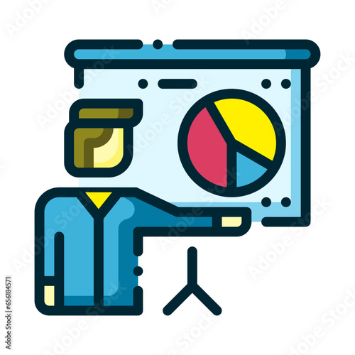 Presentation icon represented with person and whiteboard