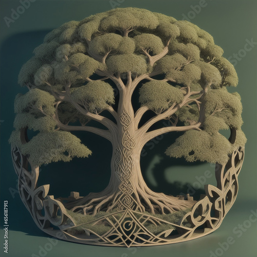 a celtic tree illustration, generative ai