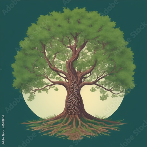 a celtic tree illustration, generative ai
