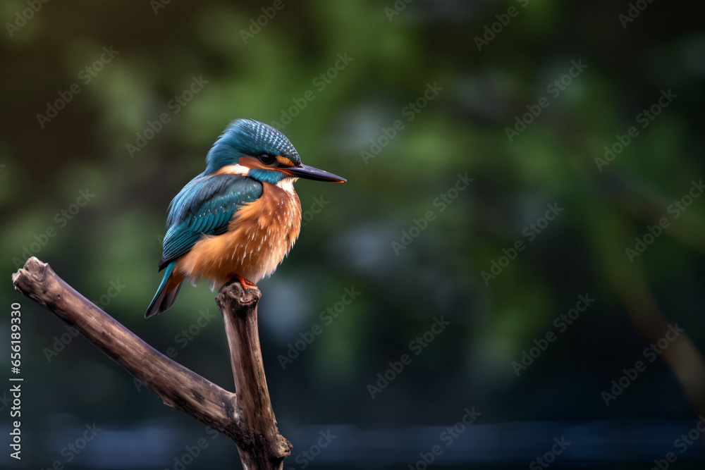 Kingfisher bird on tree branch