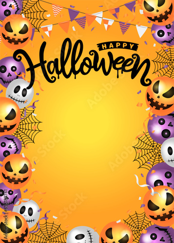 Halloween poster template illustration with balloon motif (A4 size portrait)