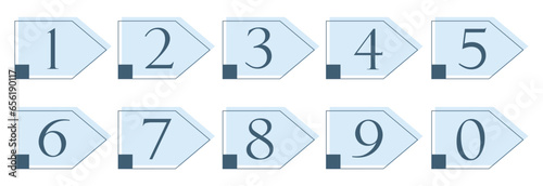 Blue Numbers Arrow Flags Icon Vector Numbering Info Markers 1-10