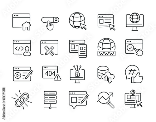 Website thin line icons. Editable stroke. For website marketing design, logo, app, template, ui, etc. Vector illustration.