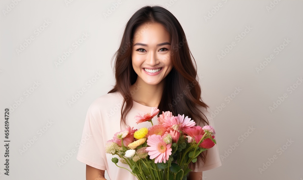 a woman with a bouquet of flowers_Generative AI a woman with a bouquet of flowers_Generative AI