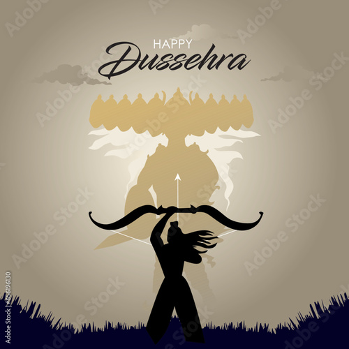 Vector illustration of Happy Dussehra greeting