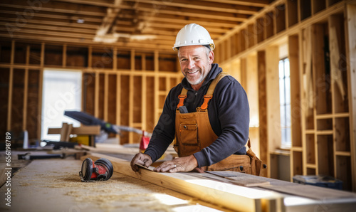 Craftsmanship Defined: Construction Carpenter with Tools