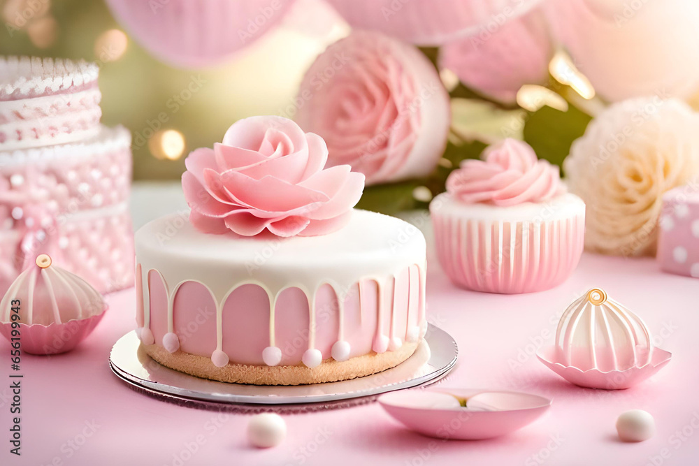 cake with pink frosting