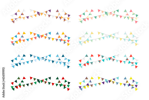Bunting garland (pennant flags) decoration illustration set