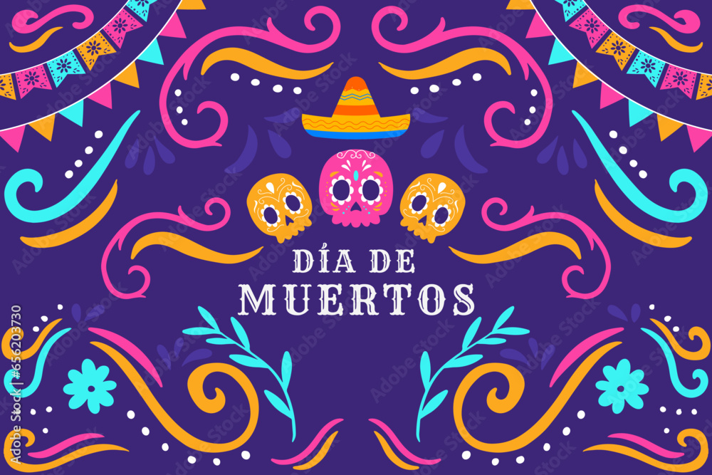 hand drawn flat dia de muertos illustration background hand drawn flat dia de muertos illustration background