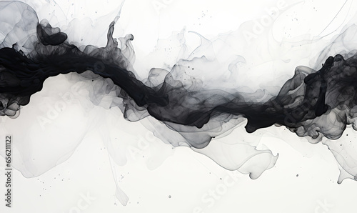 Chinese ink painting black and white abstract background, copy space, calm and elegant, zen, Asian calligraphy wallpaper.	 photo
