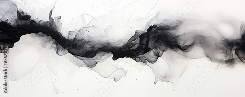Chinese ink painting black and white abstract background, copy space, calm and elegant, zen, Asian calligraphy wallpaper.	