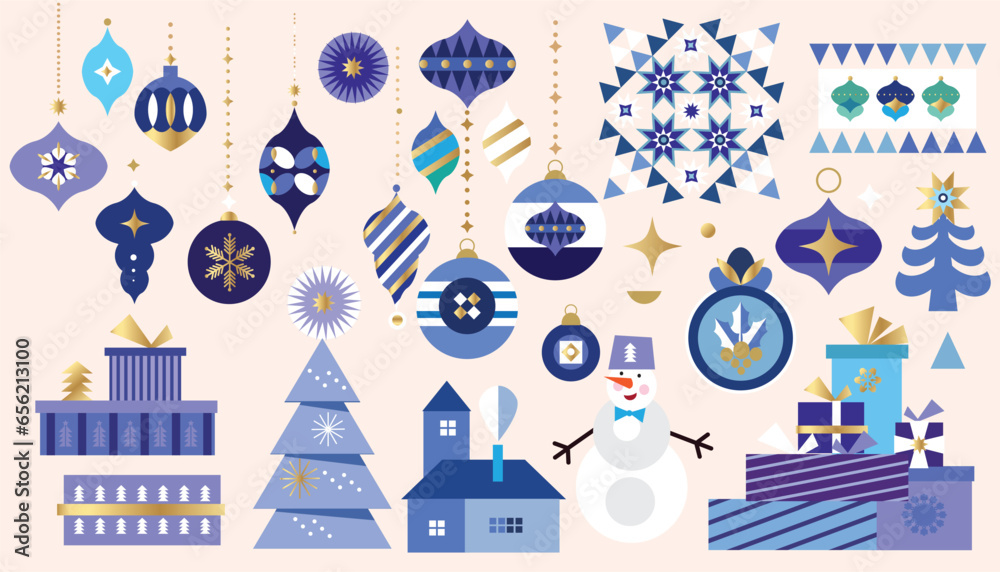 Merry Christmas and Happy New Year 2024 holiday template design icons set -Snowman, Gifts, Santa, ball toy, christmas tree, snowflake Modern Xmas flat vector illustration Merry Christmas and Happy New Year 2024 holiday template design icons set -Snowman, Gifts, Santa, ball toy, christmas tree, snowflake Modern Xmas flat vector illustration