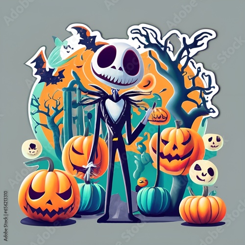 Halloween Sticker Design , Midjourney