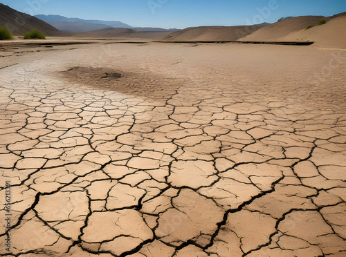 Cracked and dry riverbed during a severe drought