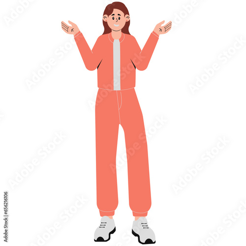 Woman Wearing Jacket and Athletic Pants Illustration