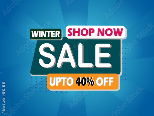 winter sale up to 40% off banner with blue background vector