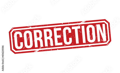 Correction stamp red rubber stamp on white background. Correction stamp sign. Correction stamp.